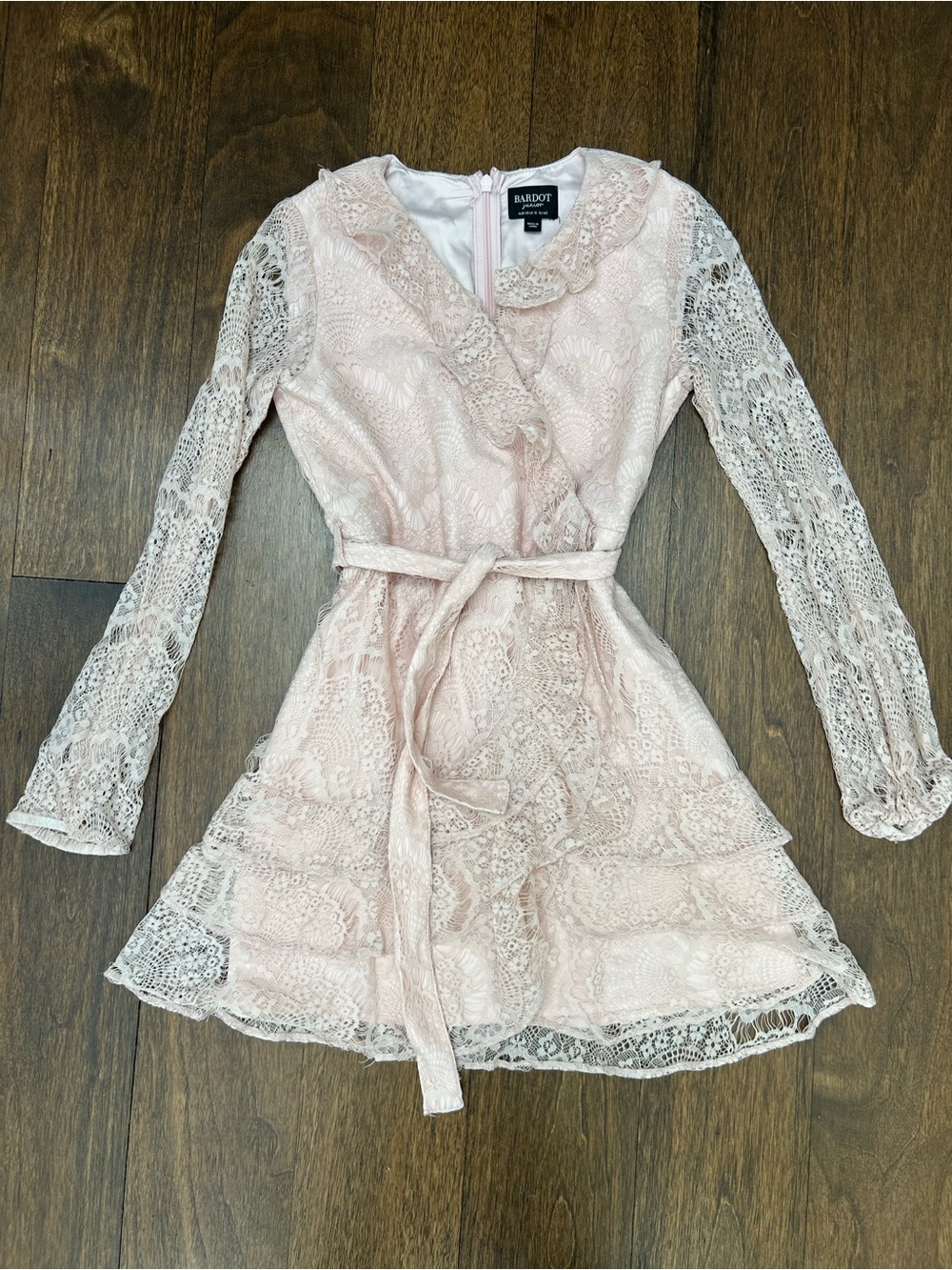 Bardot Pale Pink Lace Wrap Dress for Girls